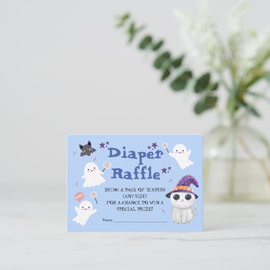 Little Boo Boy Halloween Baby shower Luier Raffle Informatiekaartje (Staand voorkant)