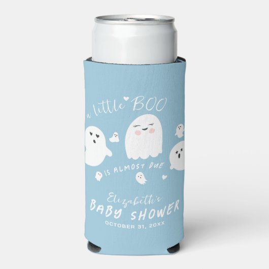 Little Boo Boy Halloween Baby shower Seltzer Blikjeskoeler (Seltzer Voorkant)