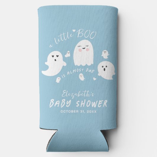 Little Boo Boy Halloween Baby shower Seltzer Blikjeskoeler (Achterkant)