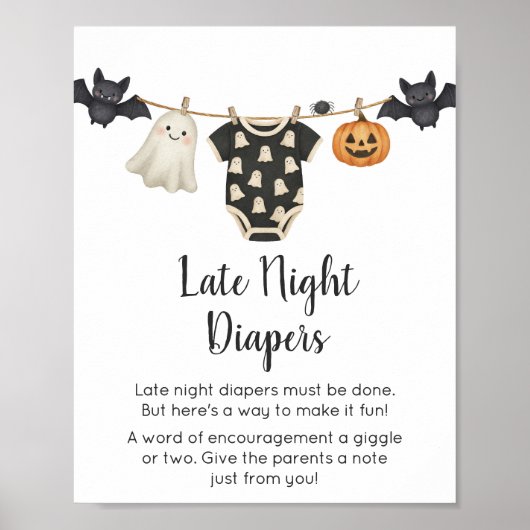 Little Boo Clothesline Baby Late Night Luierteken Poster (Voorkant)