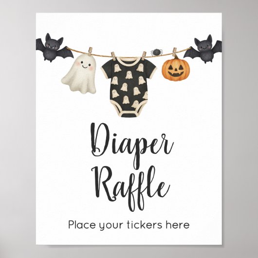 Little Boo Clothesline Baby Luier Raffle Sign Poster (Voorkant)