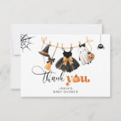 Little Boo Clothesline baby shower bedankkaart Kaart (Voorkant)