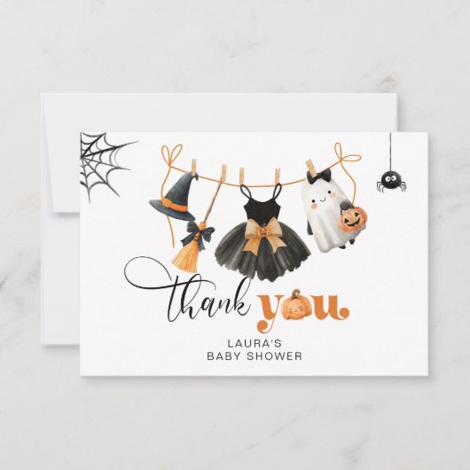 Little Boo Clothesline baby shower bedankkaart Kaart (Voorkant)