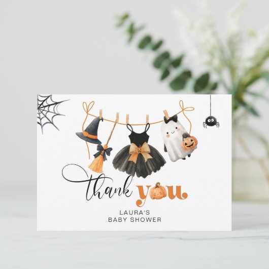 Little Boo Clothesline baby shower bedankkaart Kaart (Staand voorkant)