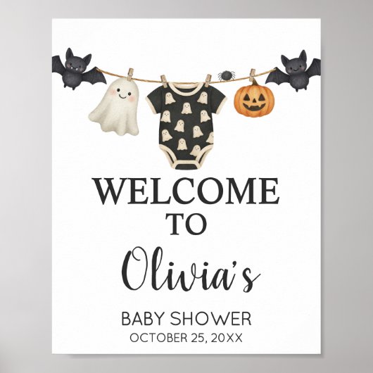 Little Boo Clothesline Baby shower Welkomstbord Poster (Voorkant)