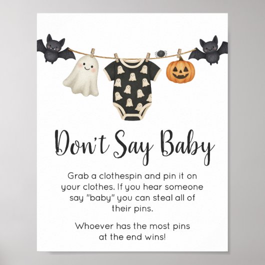 Little Boo Clothesline Baby Zeg geen Baby-teken Poster (Voorkant)