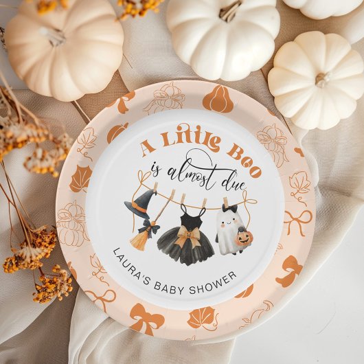 Little Boo Clothesline Bow Sinaasappel Baby shower Papieren Bordje