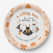 Little Boo Clothesline Bow Sinaasappel Baby shower Papieren Bordje (Voorkant)