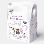 Little Boo Clothesline Paarse Bow Baby shower Bedankdoosjes (Geopend)