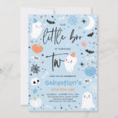 Little Boo Cute Blue Ghost 2e verjaardag Kaart (Voorkant)