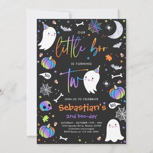 Little Boo Cute Blue Ghost 2e verjaardag Kaart (Voorkant)
