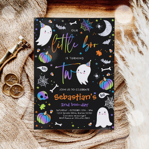 Little Boo Cute Blue Ghost 2e verjaardag Kaart