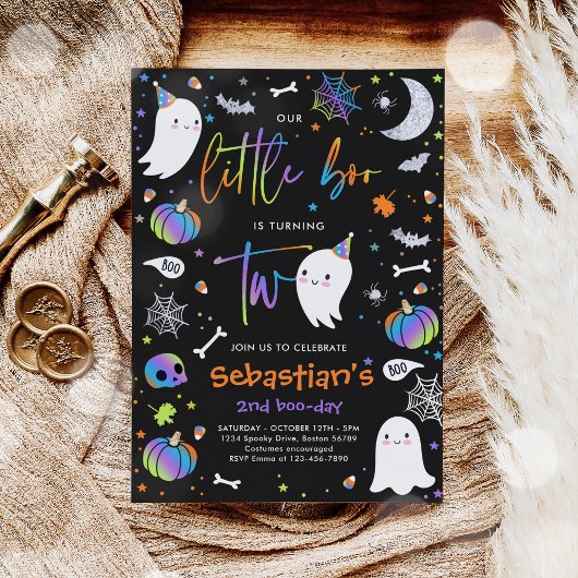 Little Boo Cute Blue Ghost 2e verjaardag Kaart