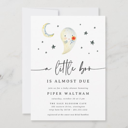 Little Boo Cute Ghost Halloween Baby Shower Kaart (Voorkant)