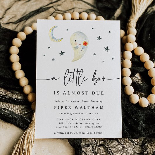 Little Boo Cute Ghost Halloween Baby Shower Kaart