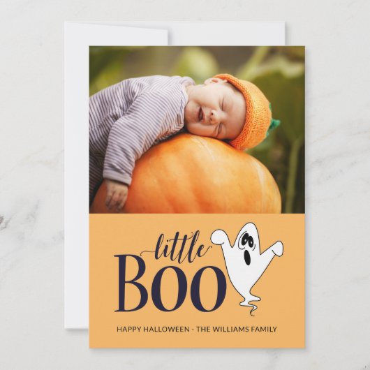 Little Boo Cute Halloween Baby Foto Feestdagenkaart (Voorkant)