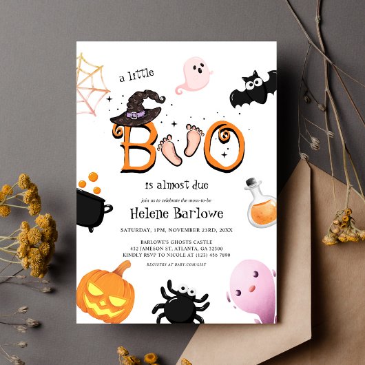 Little Boo Cute Halloween Baby shower Kaart