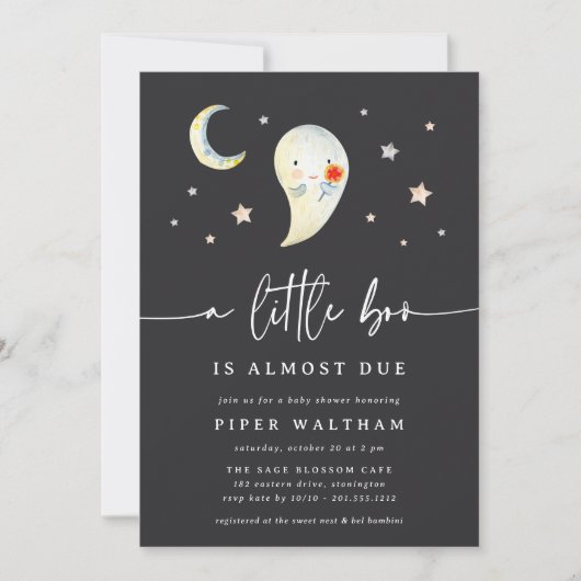 Little Boo Cute Halloween Baby Shower Kaart (Voorkant)