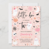 Little Boo Cute Pink Ghost 2e verjaardag Kaart (Voorkant)