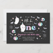 Little Boo Cute Pink Ghost Halloween 1e verjaardag Kaart (Voorkant)