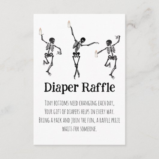 Little Boo Dancing Skeletons Diaper Raffle Insert Informatiekaartje (Voorkant)