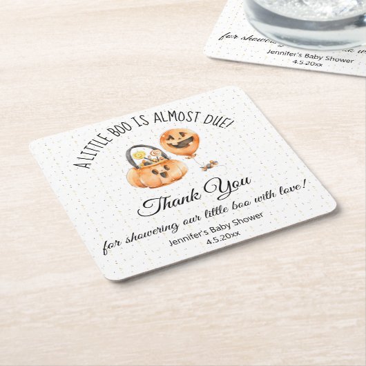 Little Boo Dank u baby shower Eenvoudig Modern Kartonnen Onderzetters (Schuin)