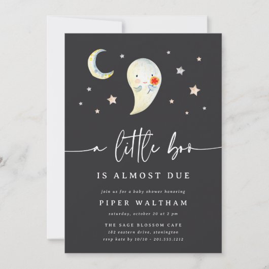 Little Boo Double-Sided Halloween Baby Shower Kaart (Voorkant)