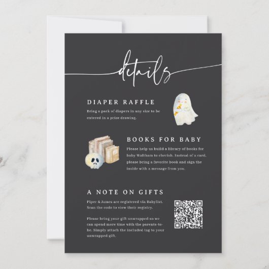 Little Boo Double-Sided Halloween Baby Shower Kaart (Achterkant)