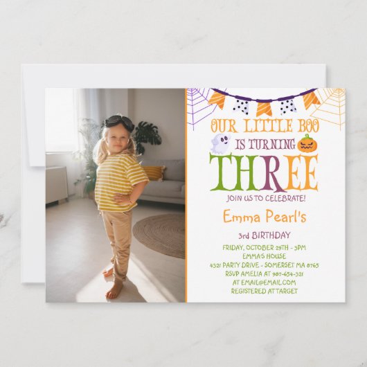 Little Boo draait drie boeken derde verjaardag fot Kaart (Voorkant)