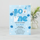 Little Boo draait een Halloween First Birthday Kaart (Staand voorkant)