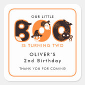 Little Boo draait twee Halloween-Bedankt Vierkante Sticker (Voorkant)