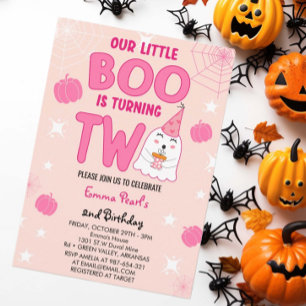 Little Boo draait twee Halloween Ghost Birthday Kaart