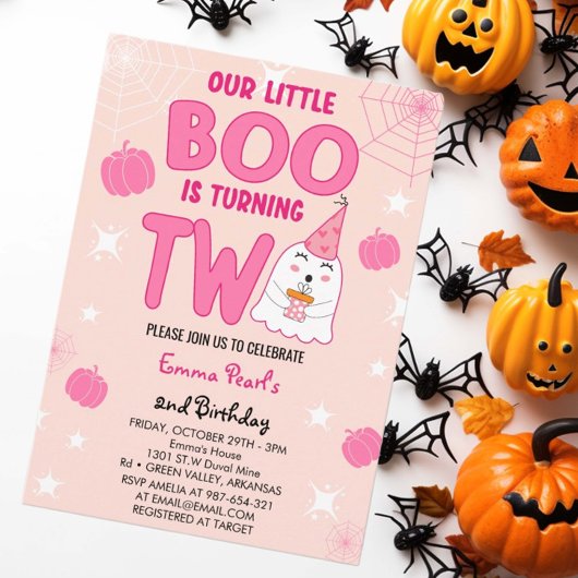 Little Boo draait twee Halloween Ghost Birthday Kaart