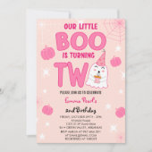 Little Boo draait twee Halloween Ghost Birthday Kaart (Voorkant)