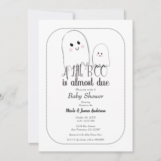 Little BOO Due Ghost Halloween Baby shower Kaart (Voorkant)