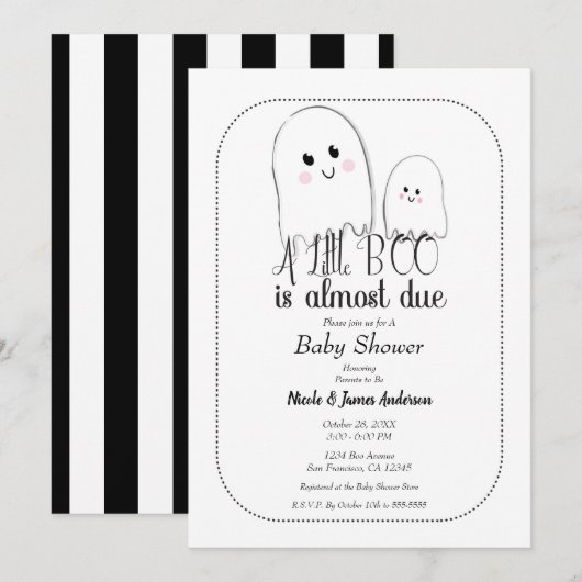 Little BOO Due Ghost Halloween Baby shower Kaart (Voorkant / Achterkant)