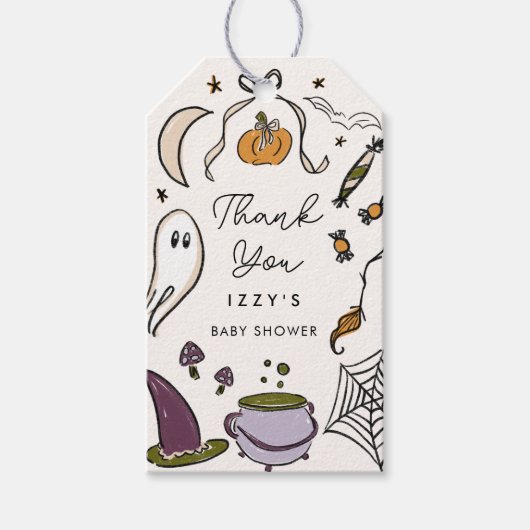 Little Boo due Halloween Baby shower dank u Cadeaulabel (Voorkant)