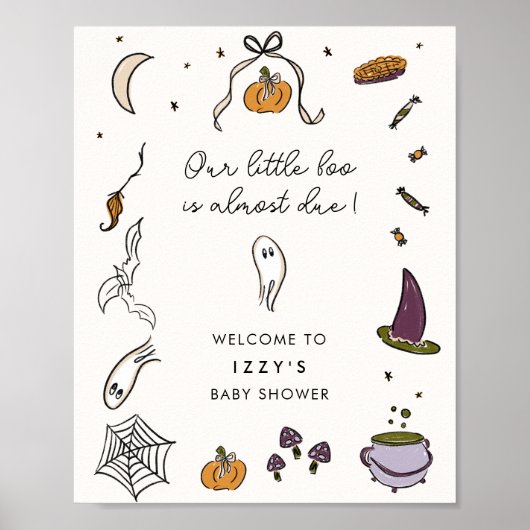 Little Boo Due Halloween Baby shower Welkomstbord Poster (Voorkant)