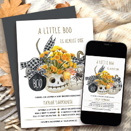 Little Boo Farmhouse Pumpkin Halloween Baby shower Kaart