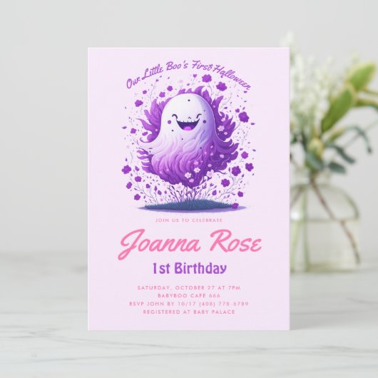 Little Boo First Halloween Baby Birthday Kaart (Staand voorkant)