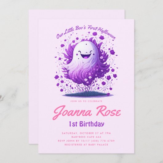 Little Boo First Halloween Baby Birthday Kaart (Voorkant / Achterkant)