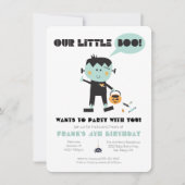 Little Boo Frankenstein Halloween Birthday Party Kaart (Voorkant)