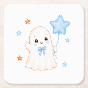 Little Boo Geest Jongens Halloween Baby Shower Kartonnen Onderzetters