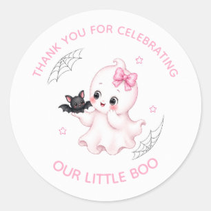 Little Boo Geest Roze Halloween Baby Shower Ronde Sticker