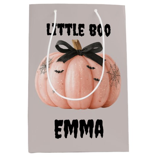 Little Boo Gepersonaliseerde Halloween Pumpkin Medium Cadeauzakje (Voorkant)