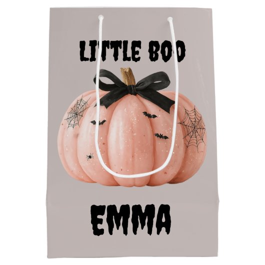 Little Boo Gepersonaliseerde Halloween Pumpkin Medium Cadeauzakje (Achterkant)