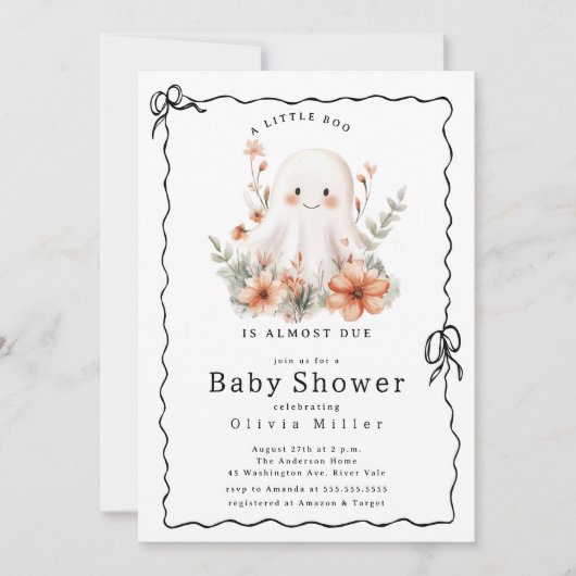 Little Boo Ghost-Baby shower Kaart (Voorkant)