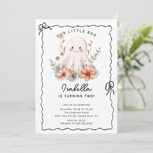 Little Boo Ghost Birthday Kaart (Staand voorkant)