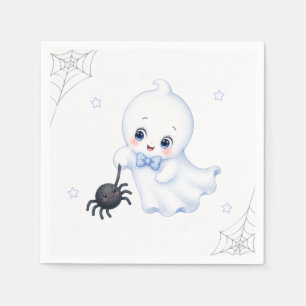 Little Boo Ghost   Blauwe Halloween baby shower  Servet