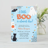 Little Boo Ghost Boy Halloween Baby shower Kaart (Staand voorkant)